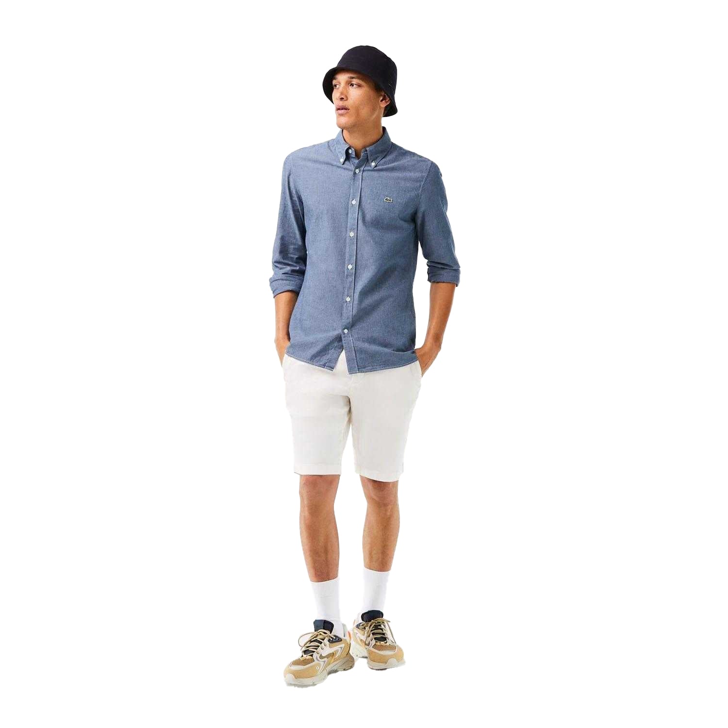 Blue - Lifestyle - Lacoste Mens Chambray Slim Shirt