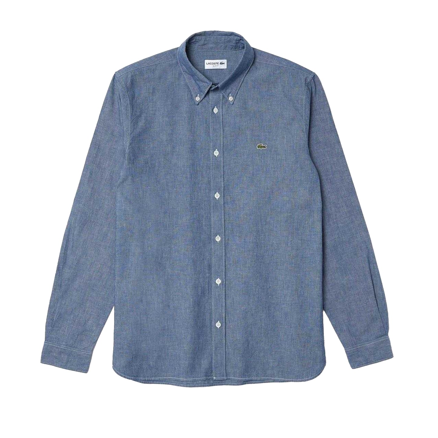 Blue - Front - Lacoste Mens Chambray Slim Shirt