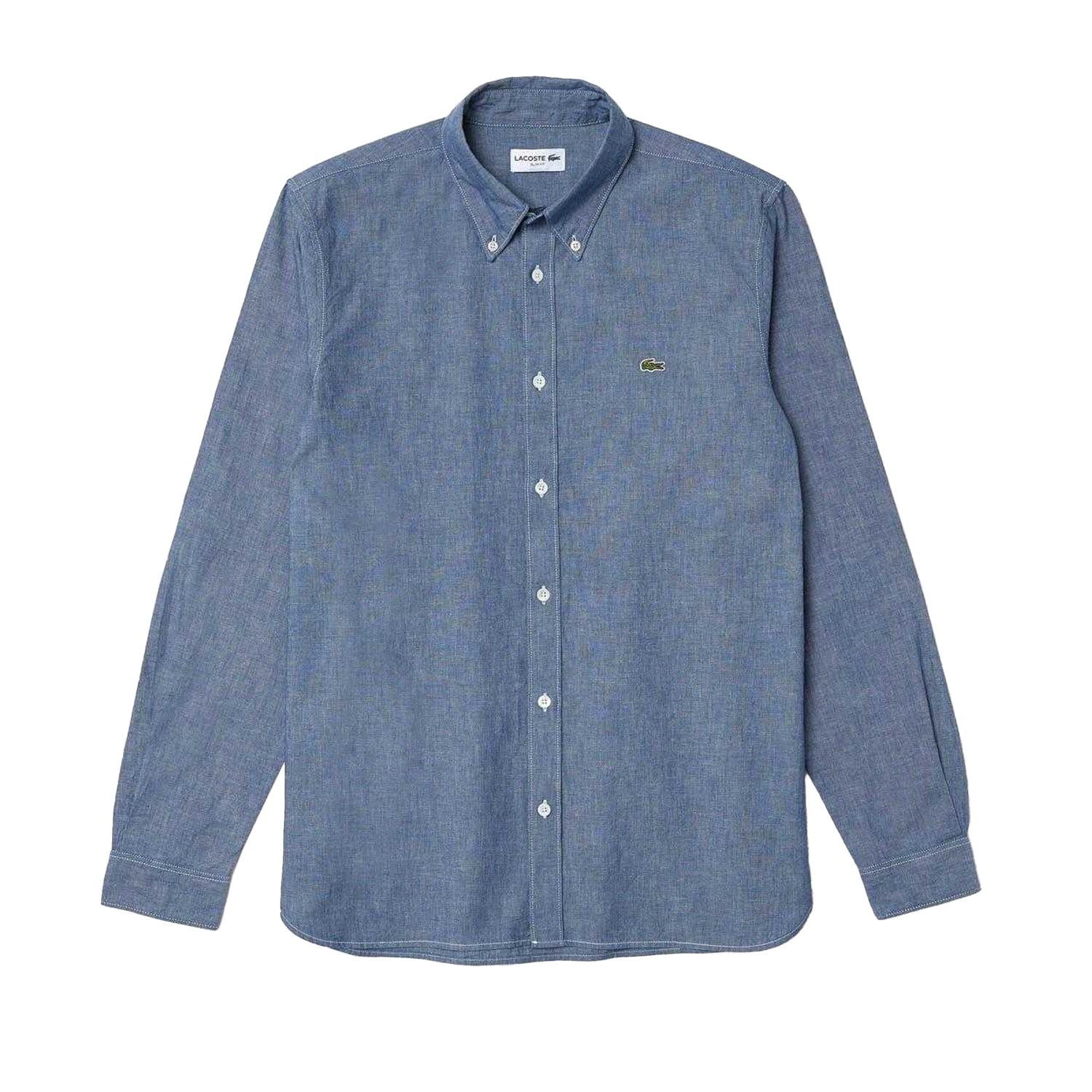 Blue - Front - Lacoste Mens Chambray Slim Shirt