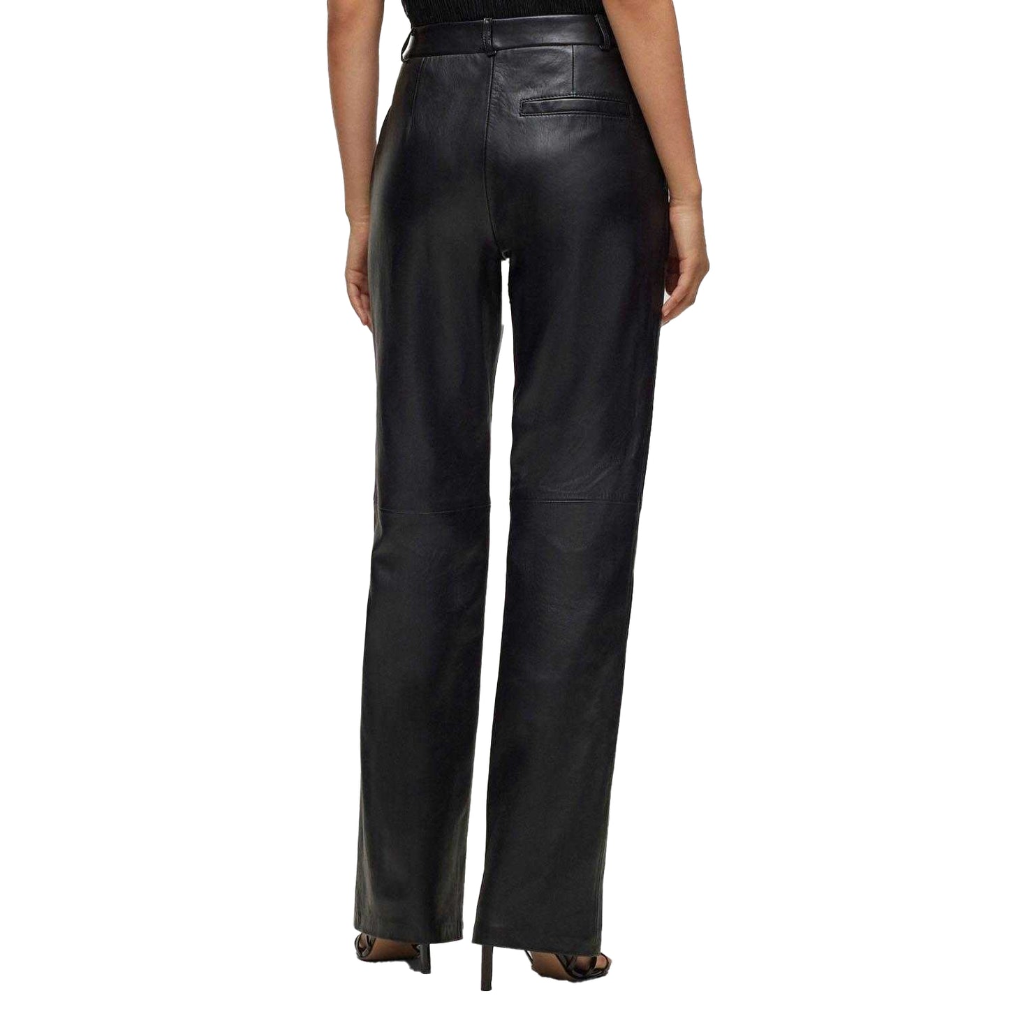Black - Back - Boss Womens-Ladies Sileno1 Leather Trousers