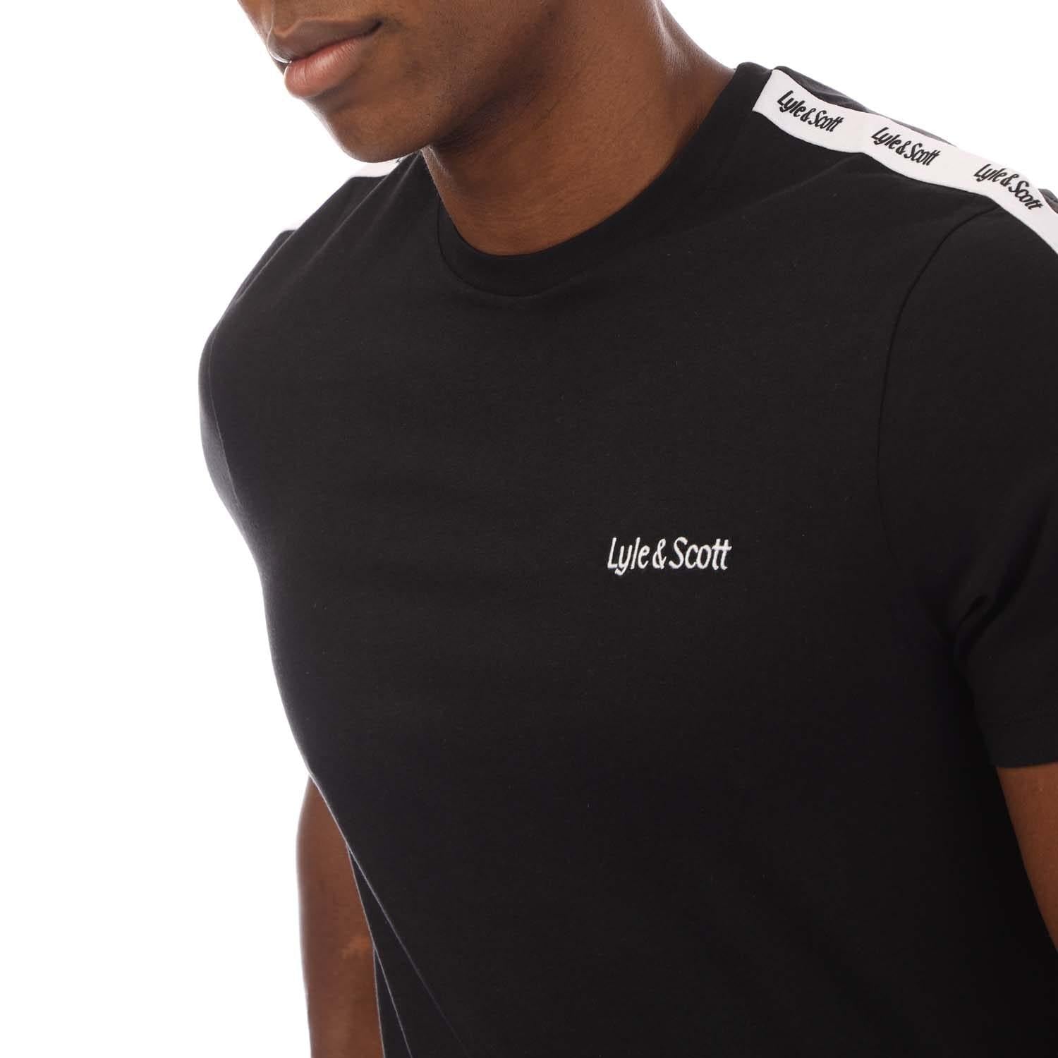Black - Side - Lyle & Scott Mens Tape Logo T-Shirt