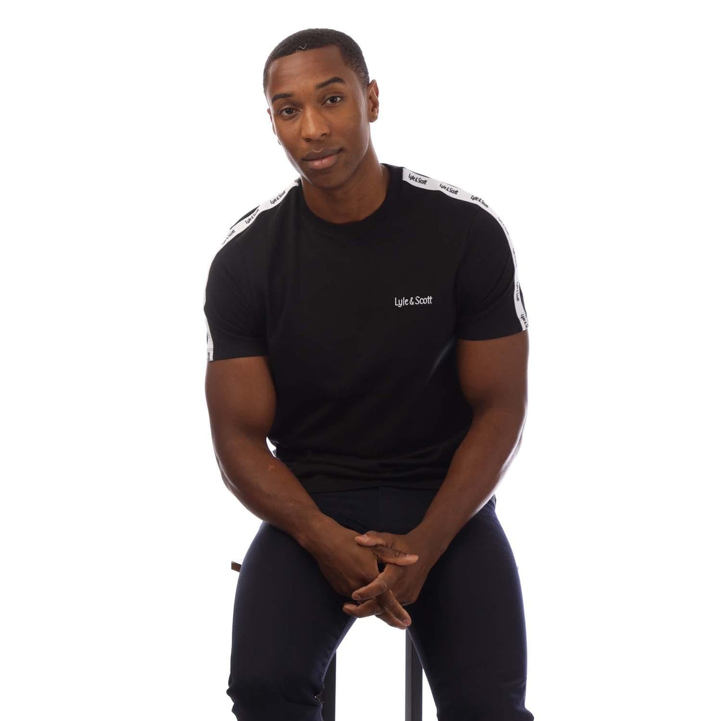 Black - Lifestyle - Lyle & Scott Mens Tape Logo T-Shirt