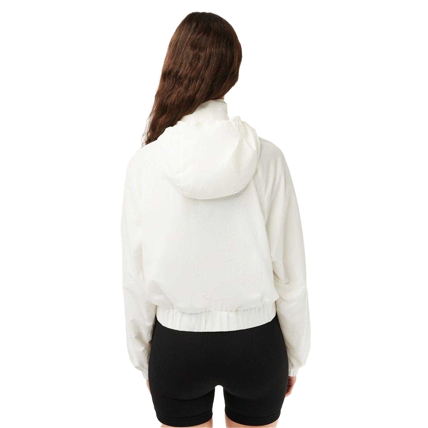 White - Back - Lacoste Womens-Ladies Full Zip Short Jacket