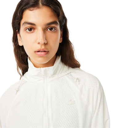White - Pack Shot - Lacoste Womens-Ladies Full Zip Short Jacket