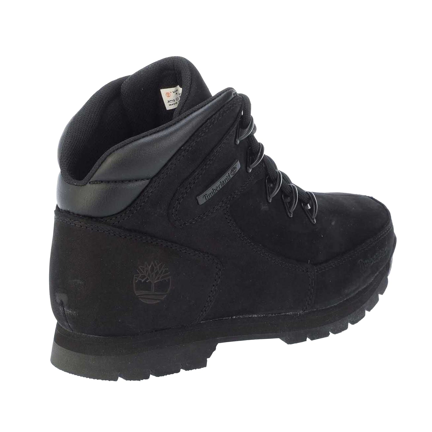 Black - Back - Timberland Boys Euro Rock Leather Lace Up Boots