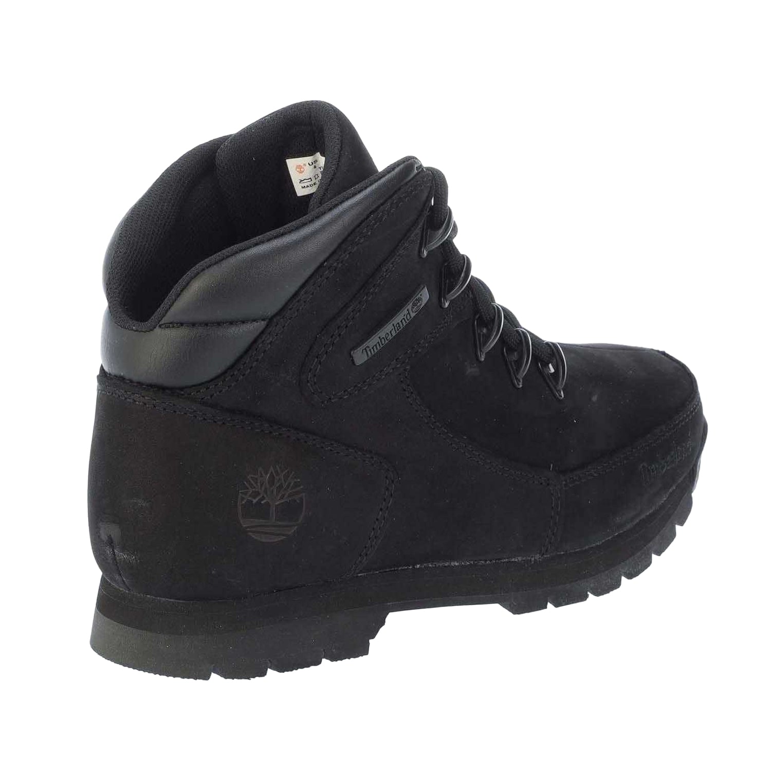 Black - Back - Timberland Boys Euro Rock Leather Lace Up Boots