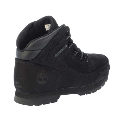 Black - Back - Timberland Boys Euro Rock Leather Lace Up Boots