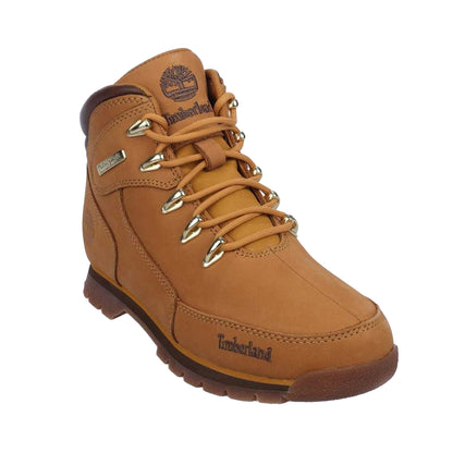 Wheat - Front - Timberland Boys Euro Rock Leather Lace Up Boots