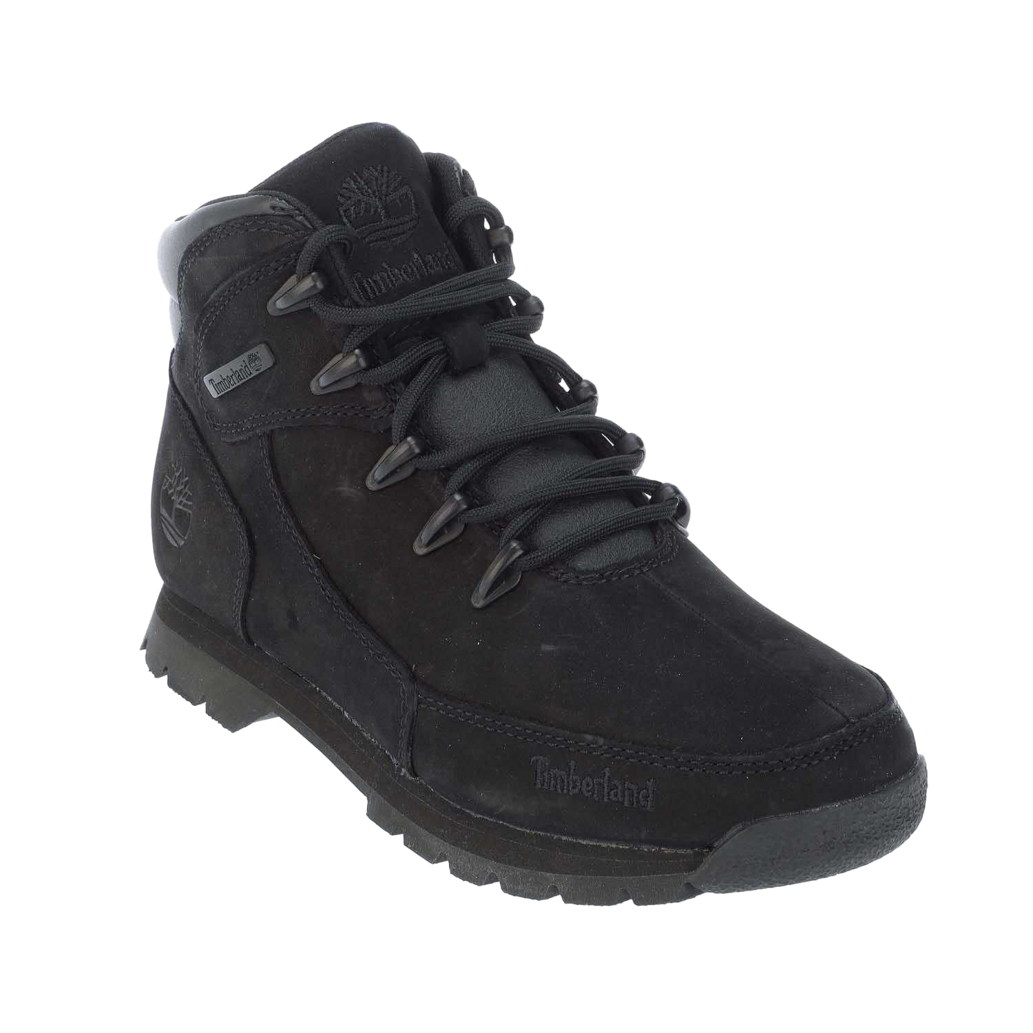 Black - Front - Timberland Boys Euro Rock Leather Lace Up Boots
