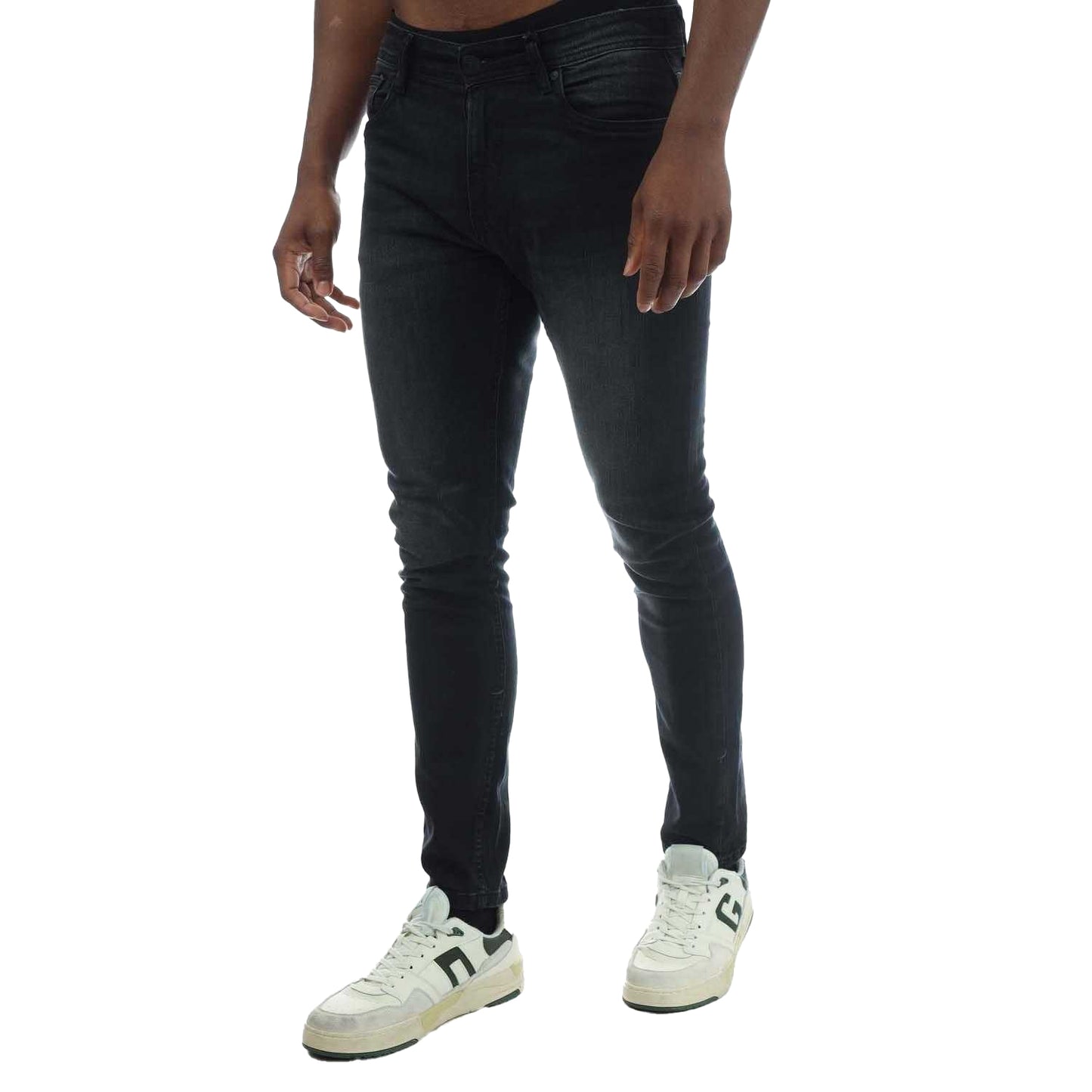 Black - Side - Duck and Cover Mens Overbug Tapered Jeans