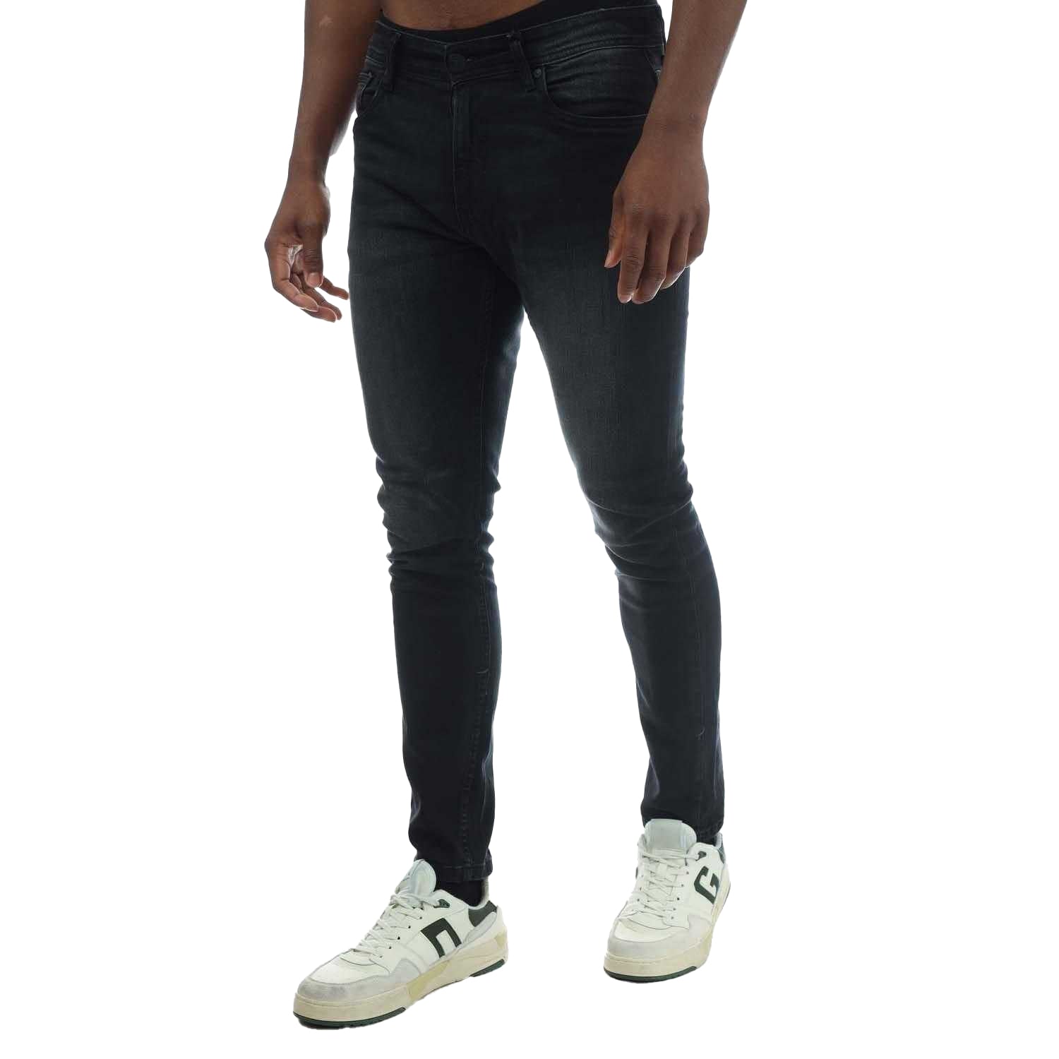 Black - Side - Duck and Cover Mens Overbug Tapered Jeans