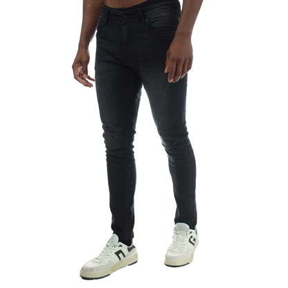 Black - Side - Duck and Cover Mens Overbug Tapered Jeans