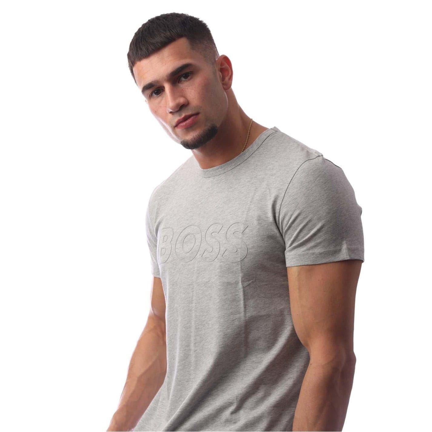 Pastel Grey - Back - Boss Mens Teebo T-Shirt