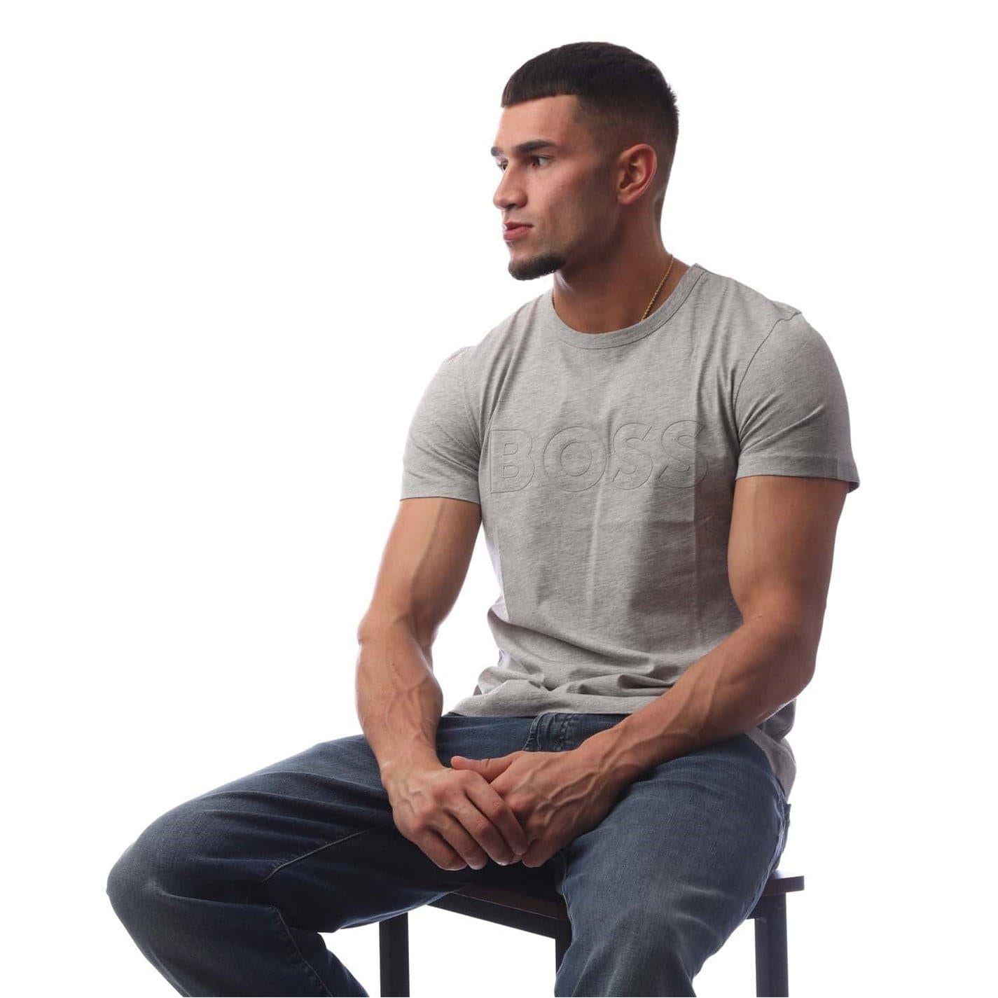 Pastel Grey - Side - Boss Mens Teebo T-Shirt
