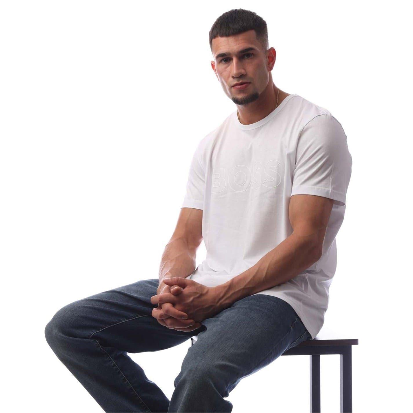White - Side - Boss Mens Teebo T-Shirt