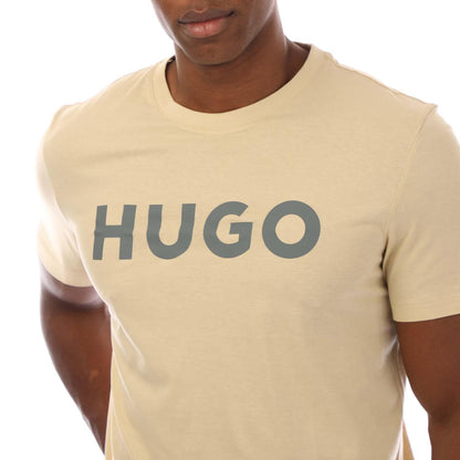 Beige - Side - Hugo Mens Dulivio Logo T-Shirt