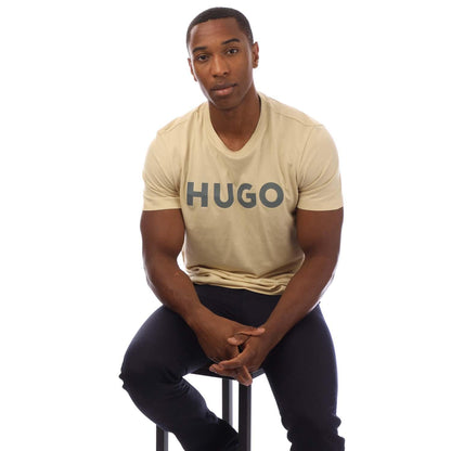 Beige - Lifestyle - Hugo Mens Dulivio Logo T-Shirt