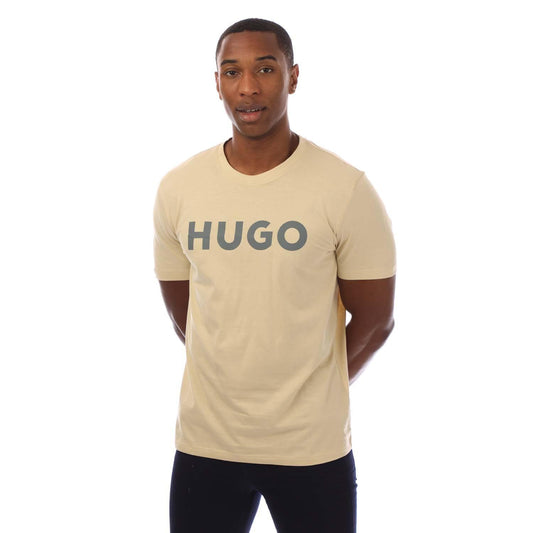 Beige - Front - Hugo Mens Dulivio Logo T-Shirt