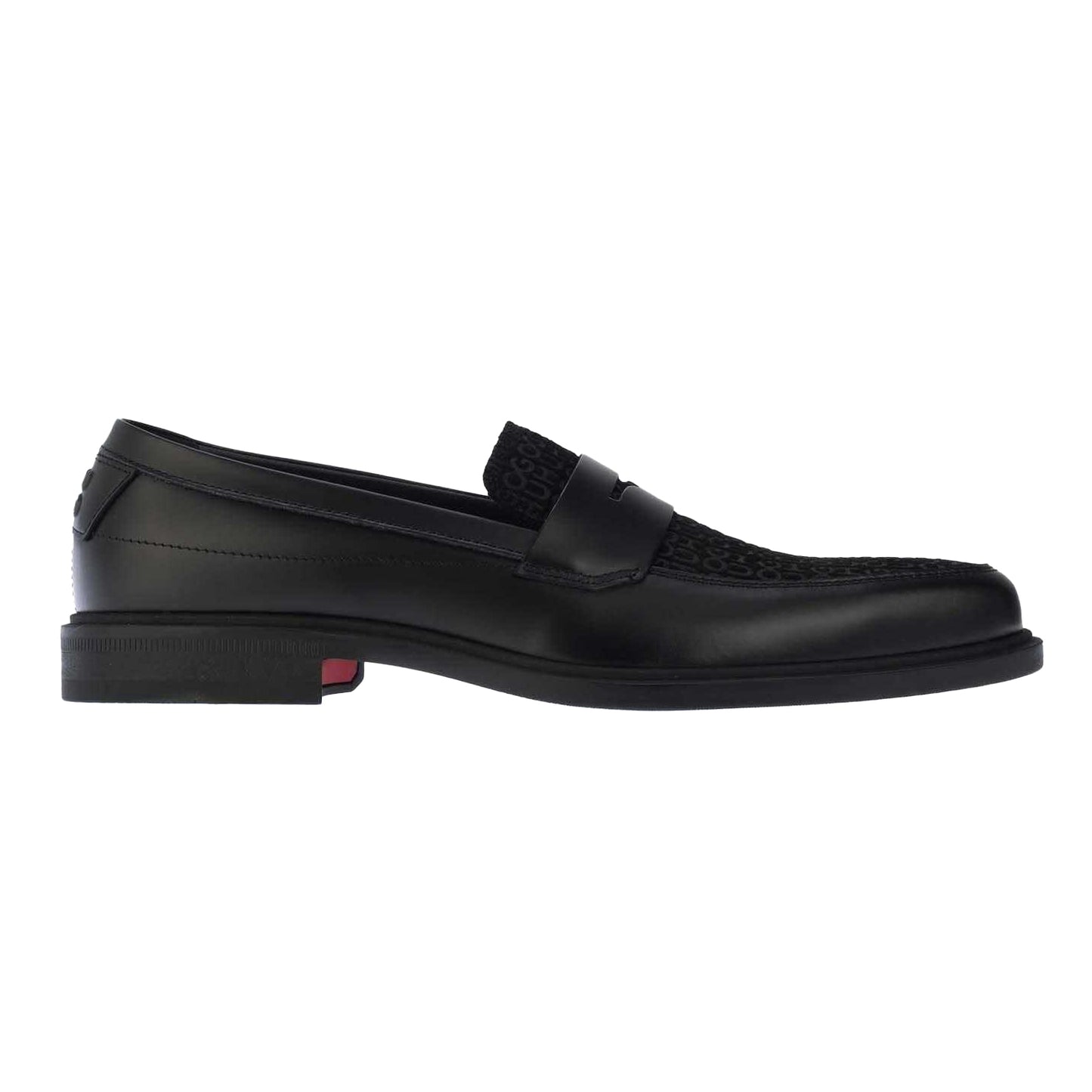 Black - Side - Hugo Boss Mens Slip-on Penny Loafers
