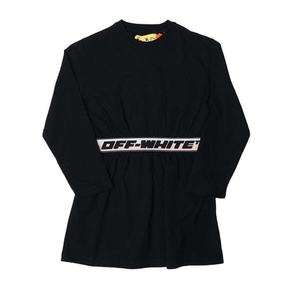 Black - Front - Off White Girls Logo Long-Sleeved Dress