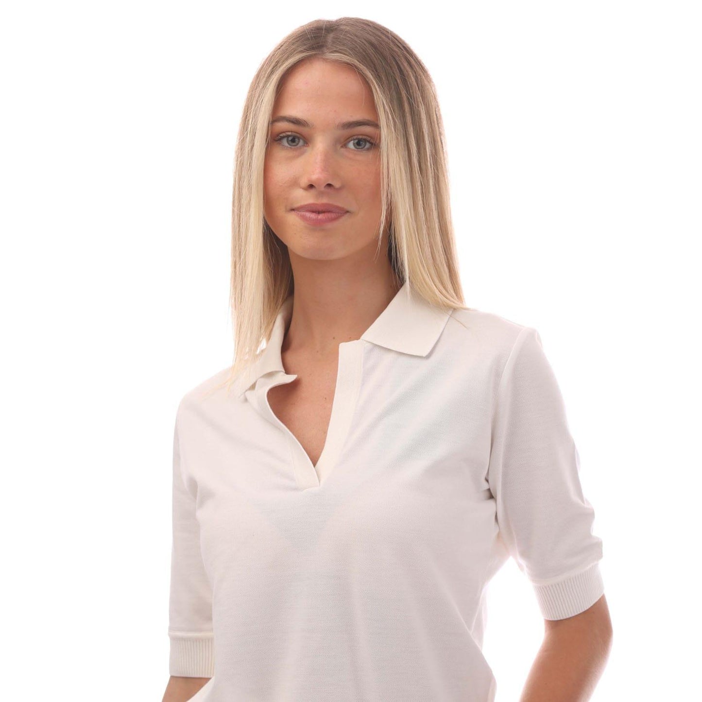 White - Side - Hugo Boss Womens-Ladies Esoles1 Half-Sleeved Top