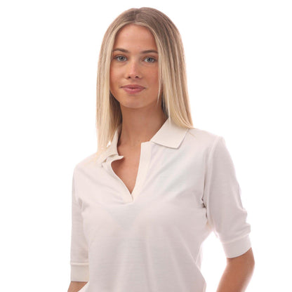 White - Side - Hugo Boss Womens-Ladies Esoles1 Half-Sleeved Top