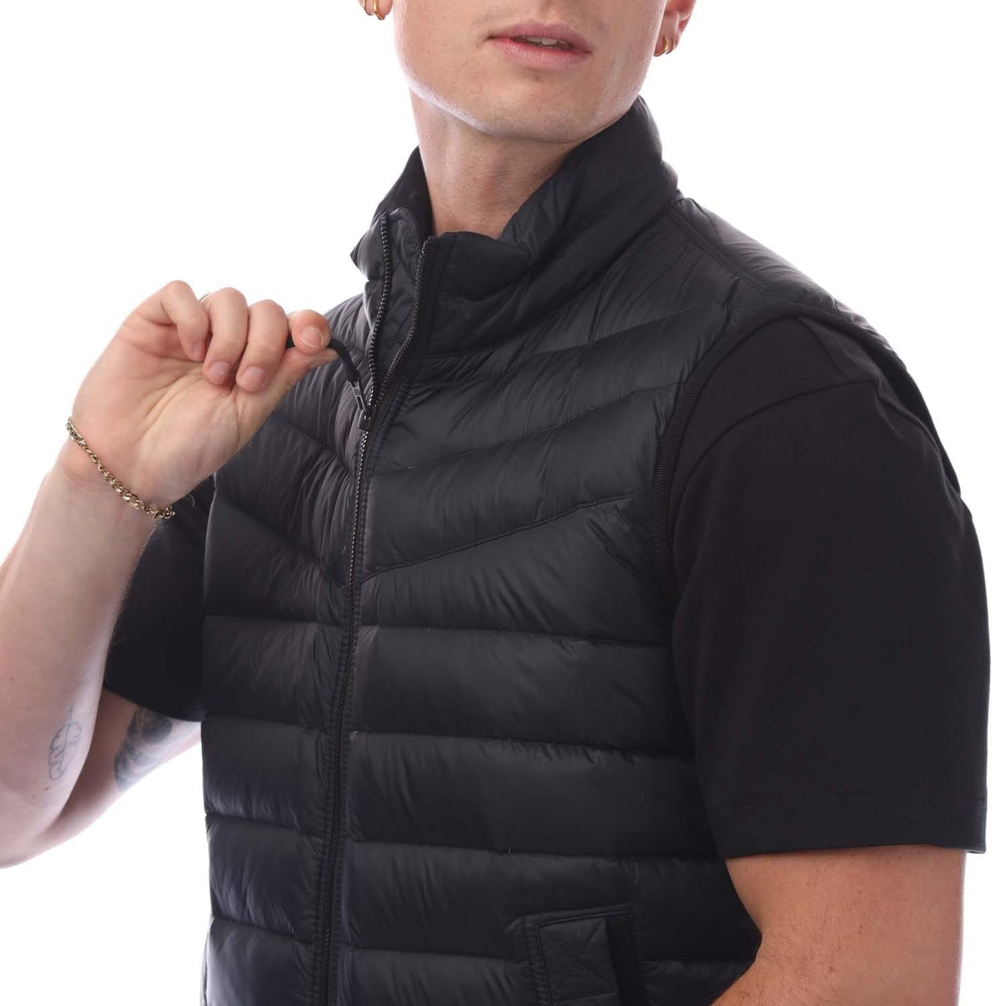 Dark Blue - Side - Hugo Boss Mens Olmeev1 Padded Gilet