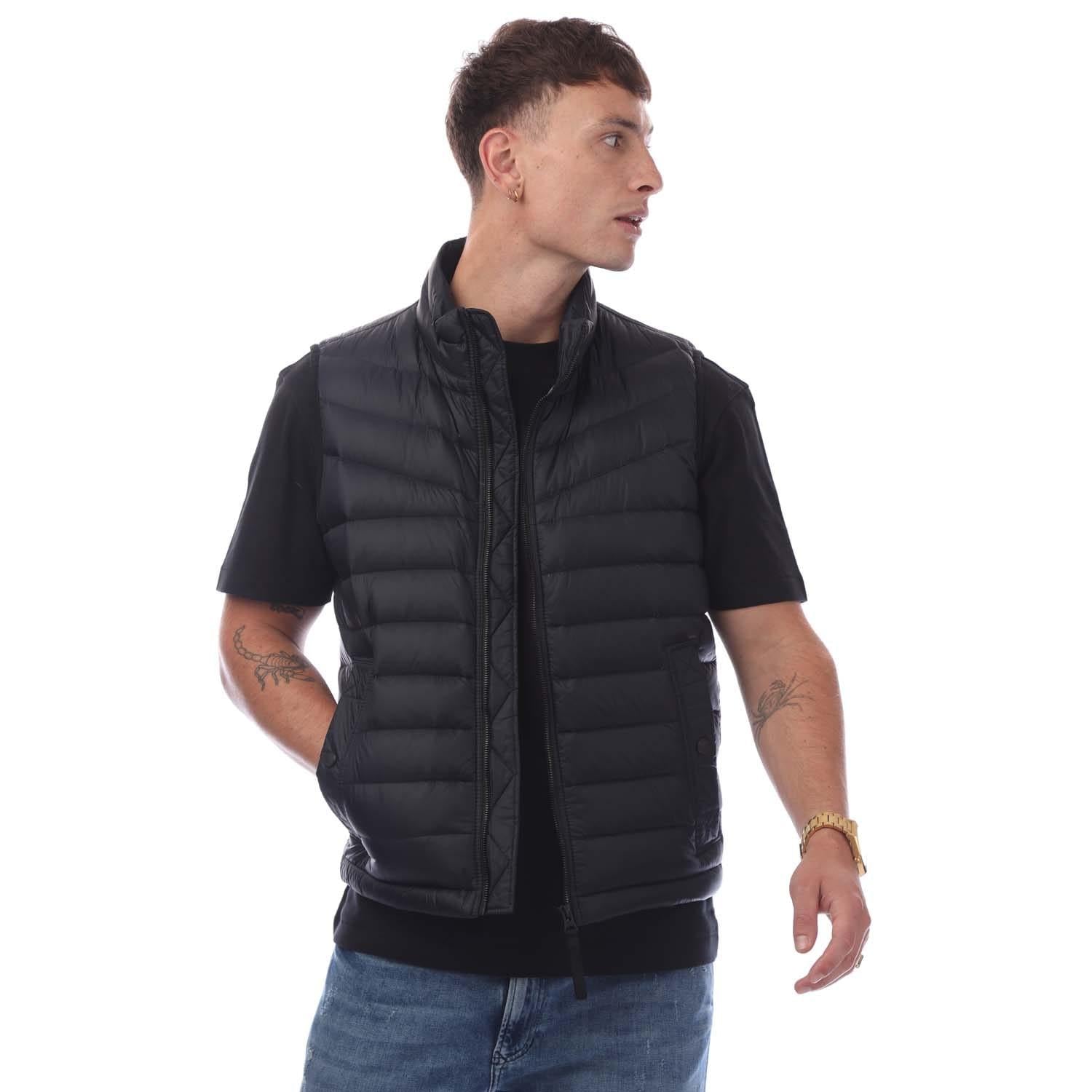 Dark Blue - Front - Hugo Boss Mens Olmeev1 Padded Gilet