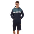 Navy - Front - Lyle & Scott Mens Colour Block Fly Fleece Hoodie
