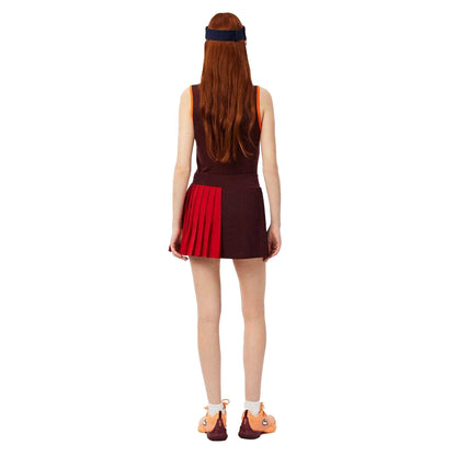 Maroon Red - Back - Lacoste Womens-Ladies Ultra Dry Tennis Skirt