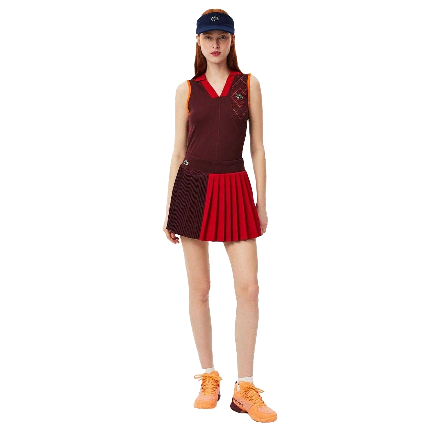 Maroon Red - Lifestyle - Lacoste Womens-Ladies Ultra Dry Tennis Skirt