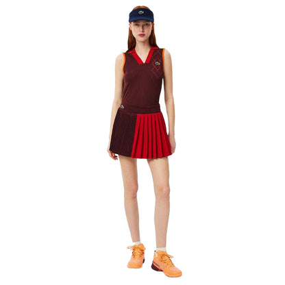 Maroon Red - Lifestyle - Lacoste Womens-Ladies Ultra Dry Tennis Skirt