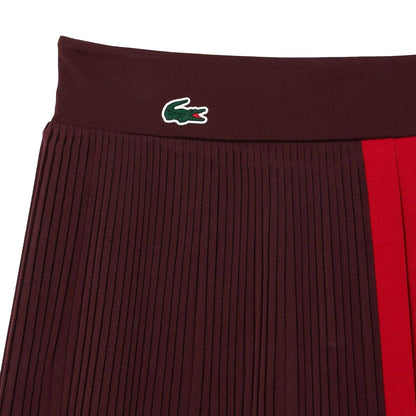 Maroon Red - Pack Shot - Lacoste Womens-Ladies Ultra Dry Tennis Skirt