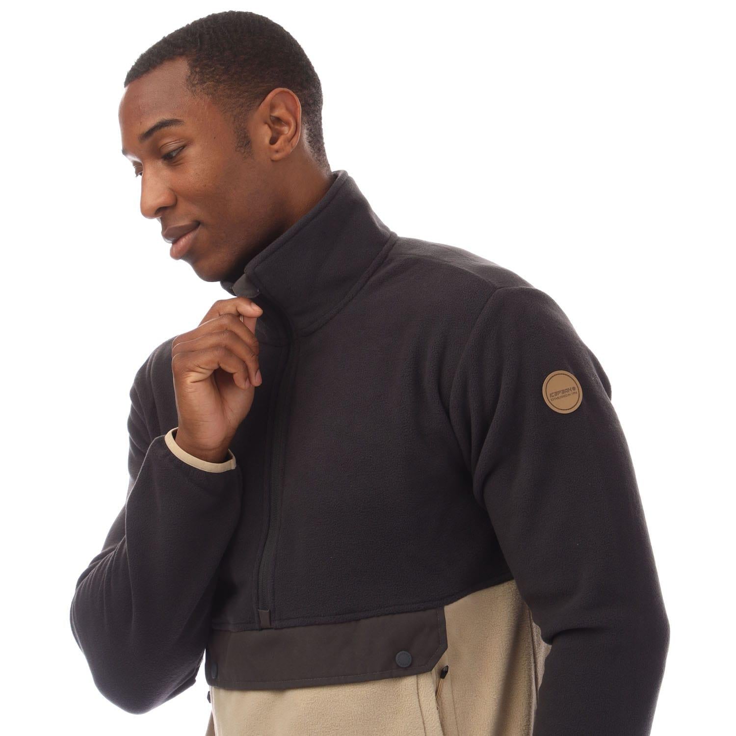 Grey - Side - Icepeak Mens Matthews Quarter Zip Fleece Top