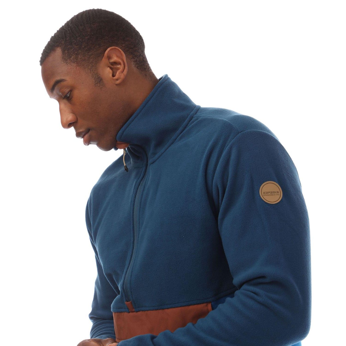 Blue - Side - Icepeak Mens Matthews Quarter Zip Fleece Top