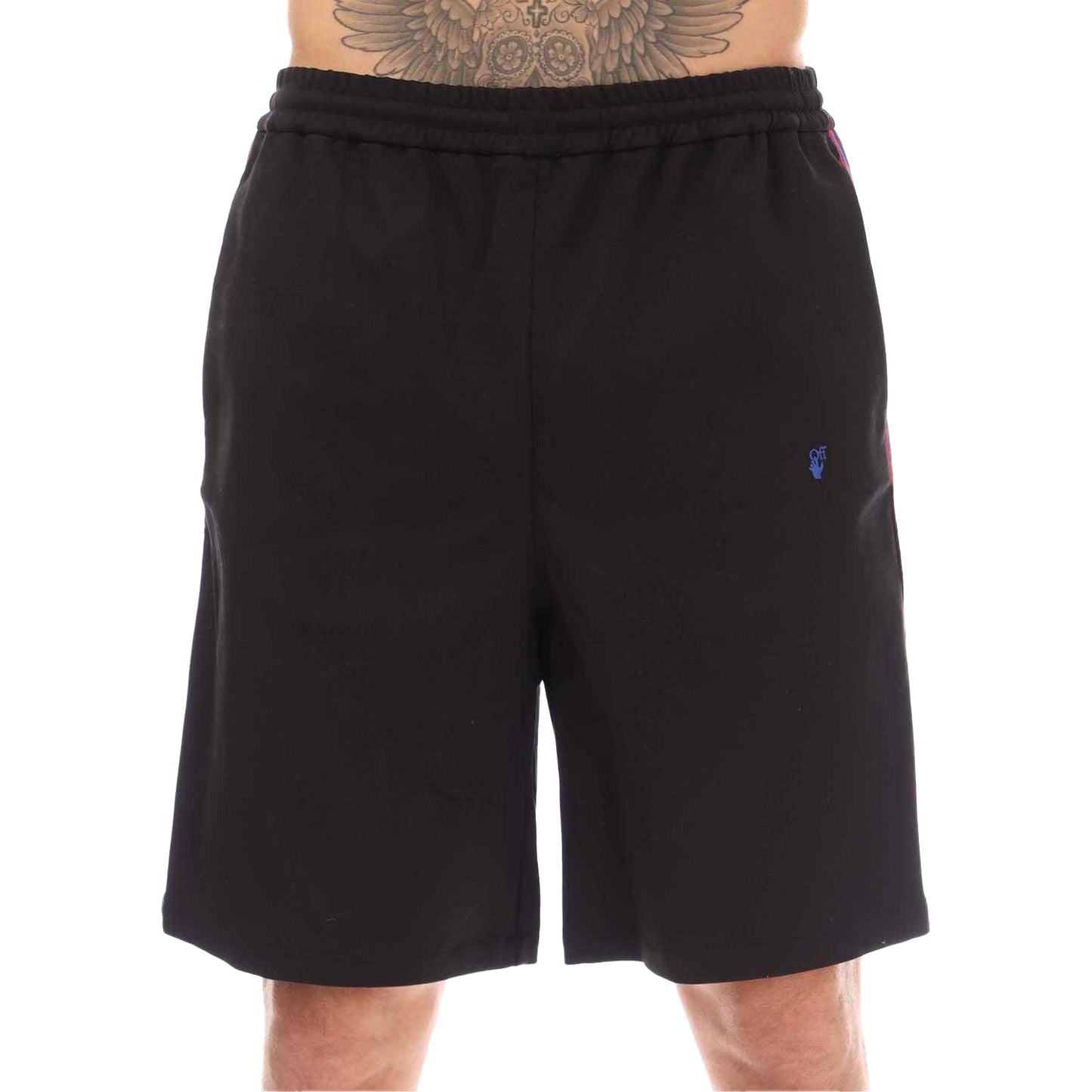 Black-Red - Front - Off White Mens Monogram Track Shorts