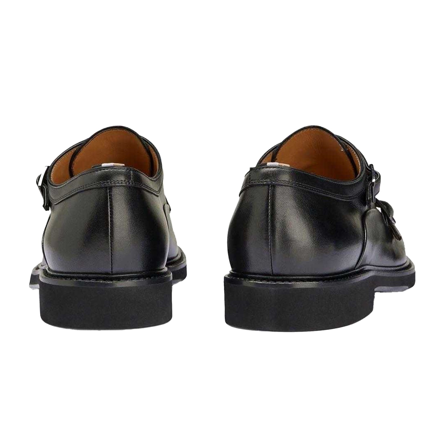 Black - Back - Boss Mens Jerrard Leather Double Monk Strap Oxford Shoes