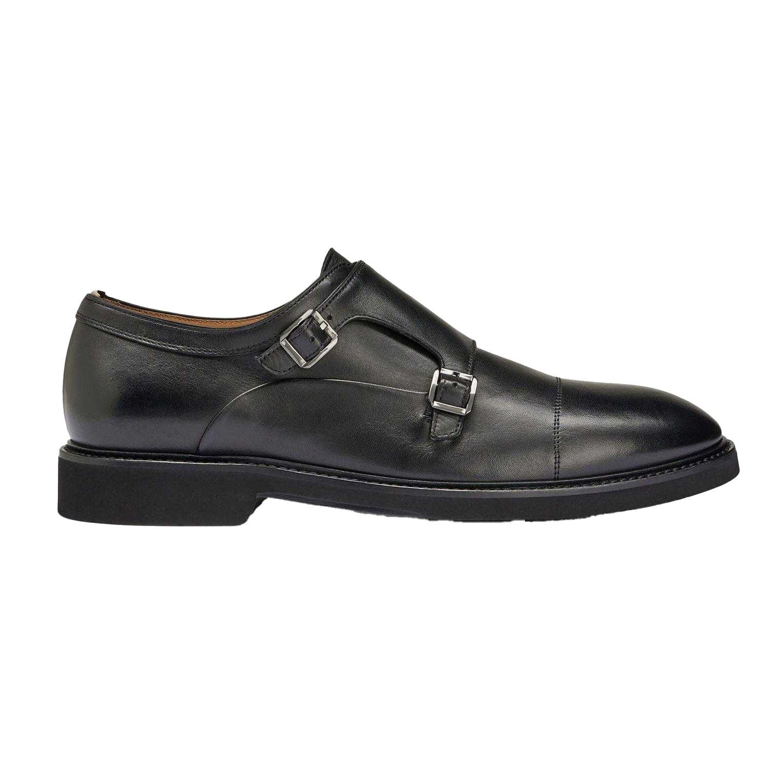 Black - Lifestyle - Boss Mens Jerrard Leather Double Monk Strap Oxford Shoes