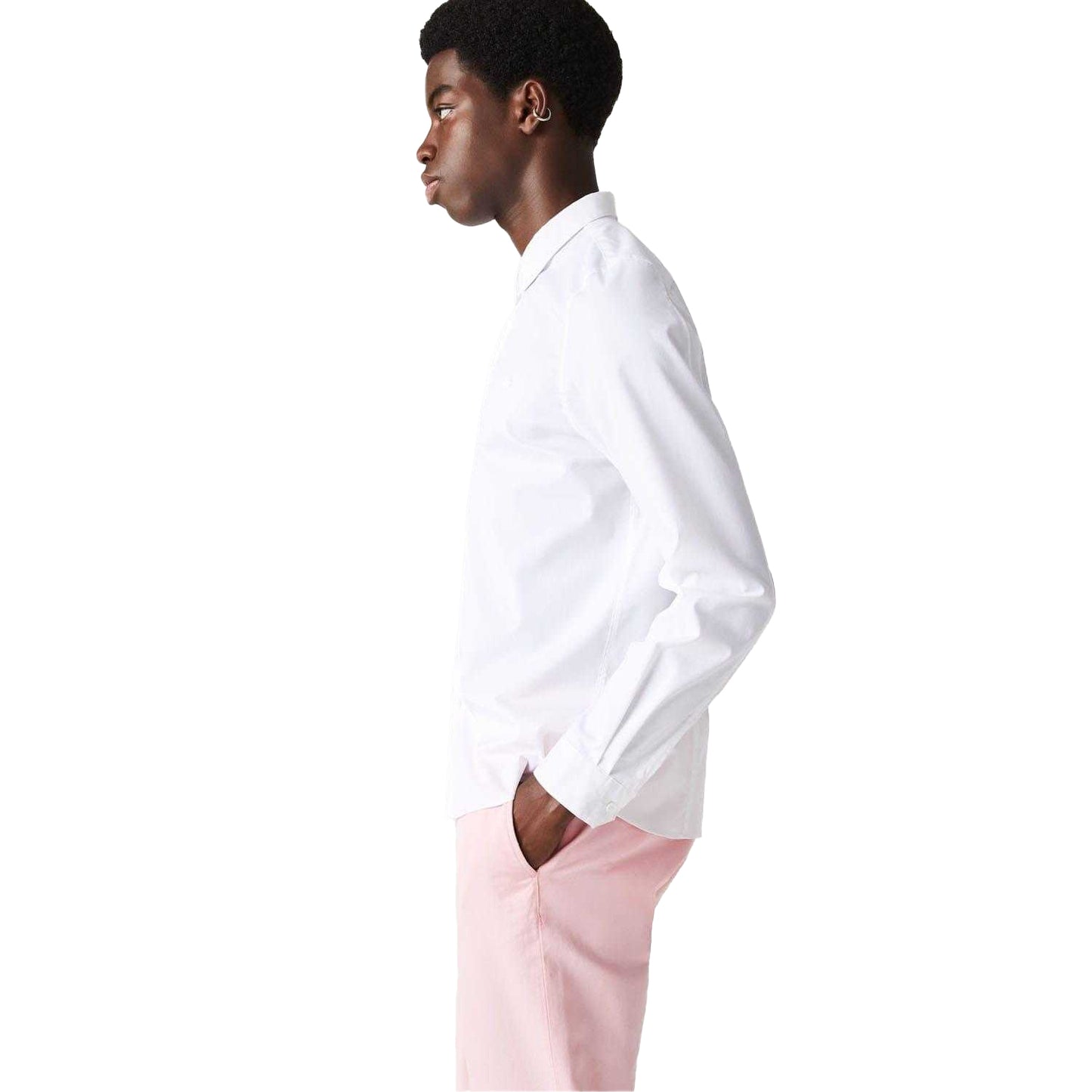 White - Lifestyle - Lacoste Mens Poplin Concealed Placket Slim Shirt