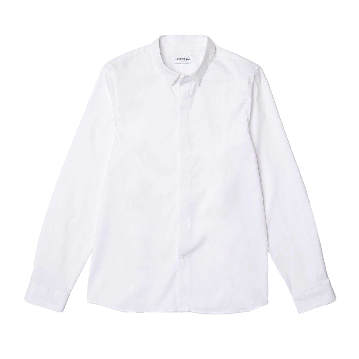 White - Front - Lacoste Mens Poplin Concealed Placket Slim Shirt