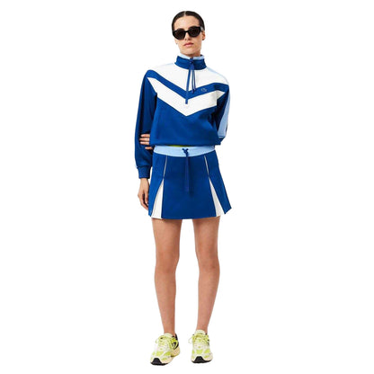 Blue-White - Lifestyle - Lacoste Womens-Ladies Colour Block Interlock Adjustable Skirt