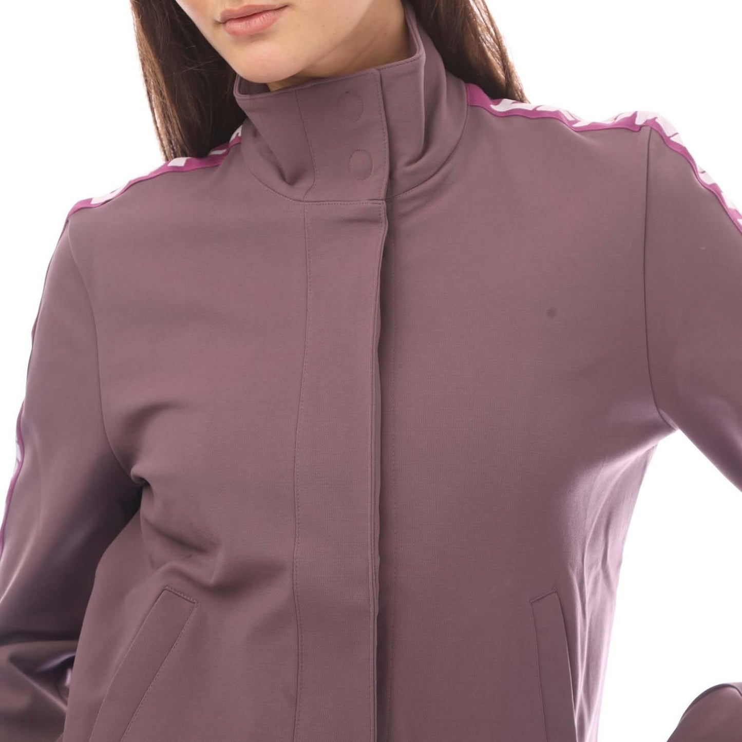 Violet - Side - Off White Womens-Ladies ATHL Logo Track Jacket
