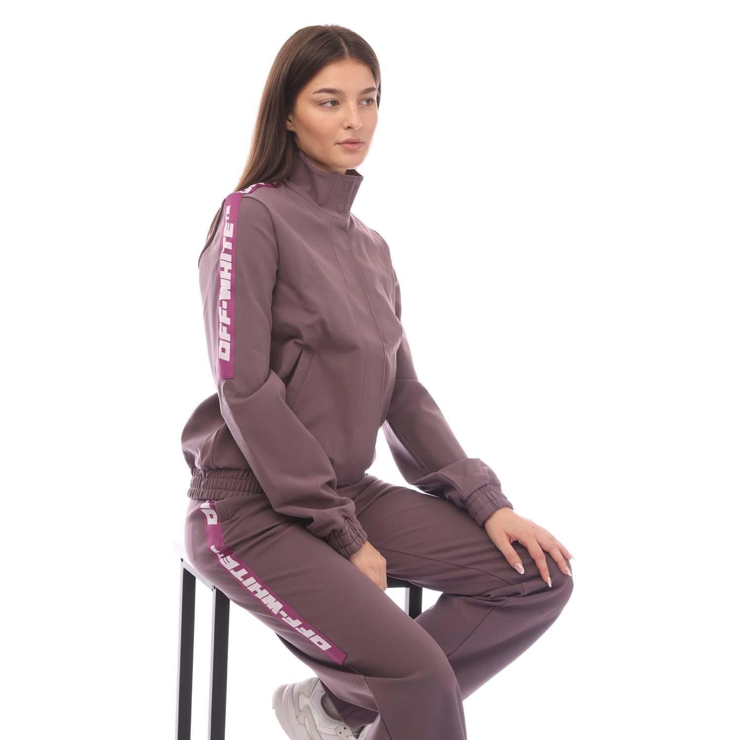 Violet - Lifestyle - Off White Womens-Ladies ATHL Logo Track Jacket