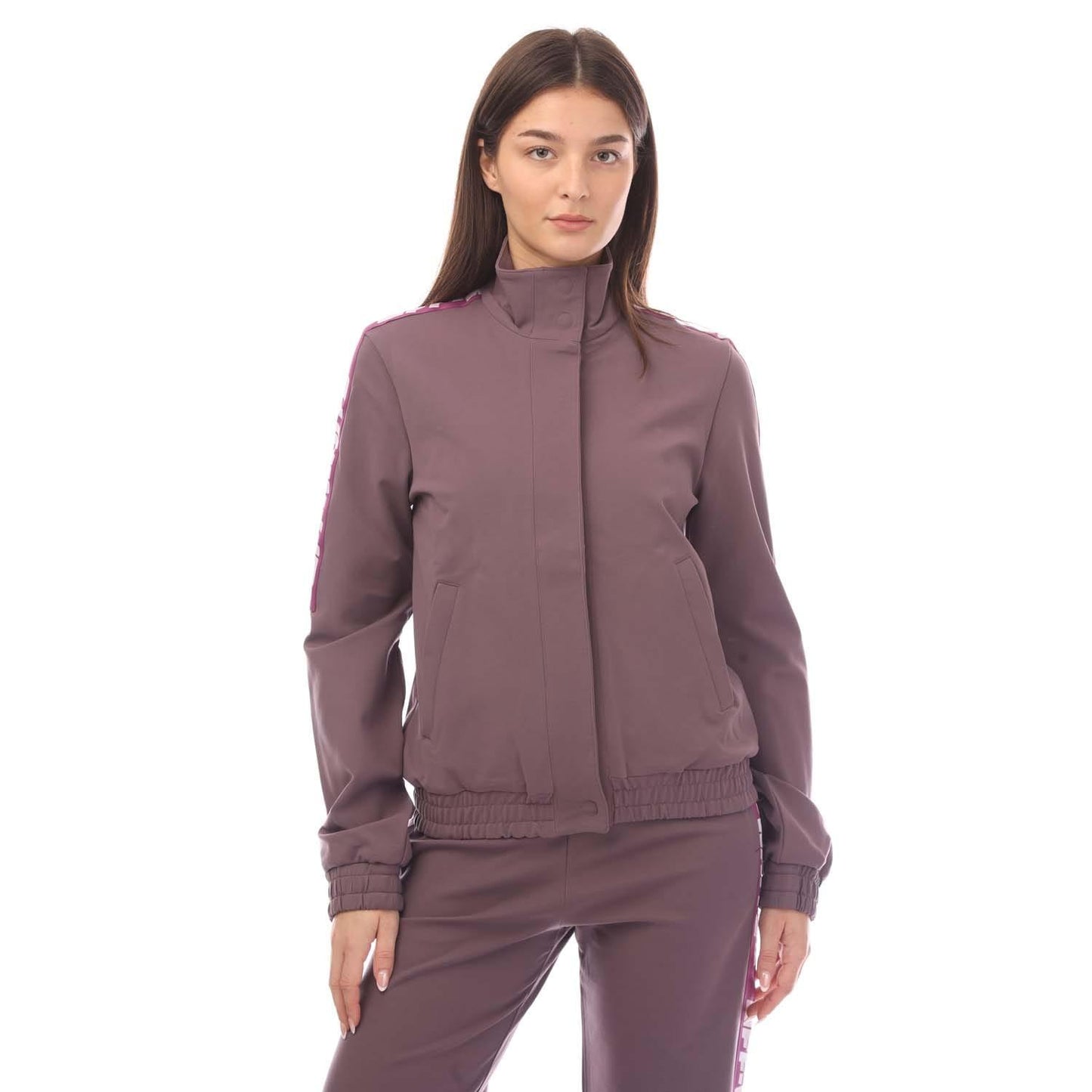 Violet - Front - Off White Womens-Ladies ATHL Logo Track Jacket