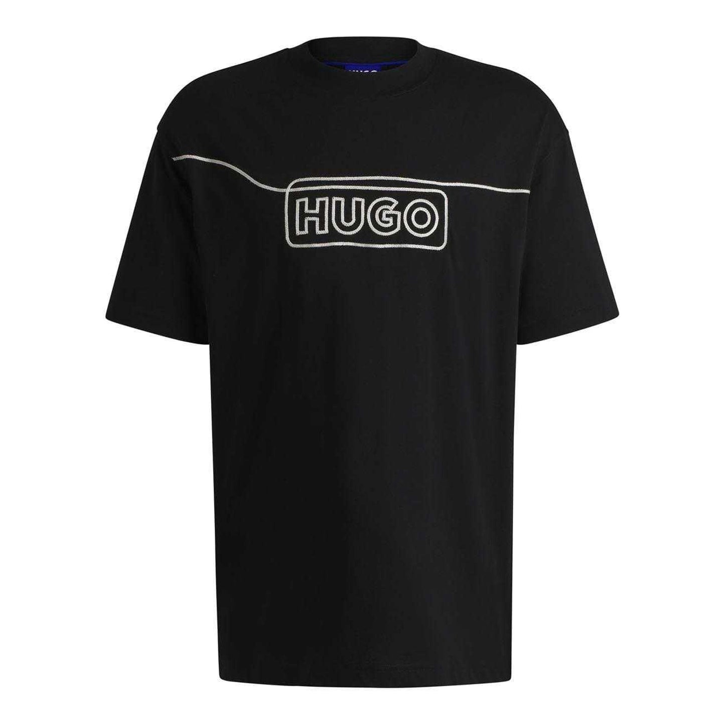 Black - Front - Hugo Mens Noideryo Logo Stitch Detail T-Shirt