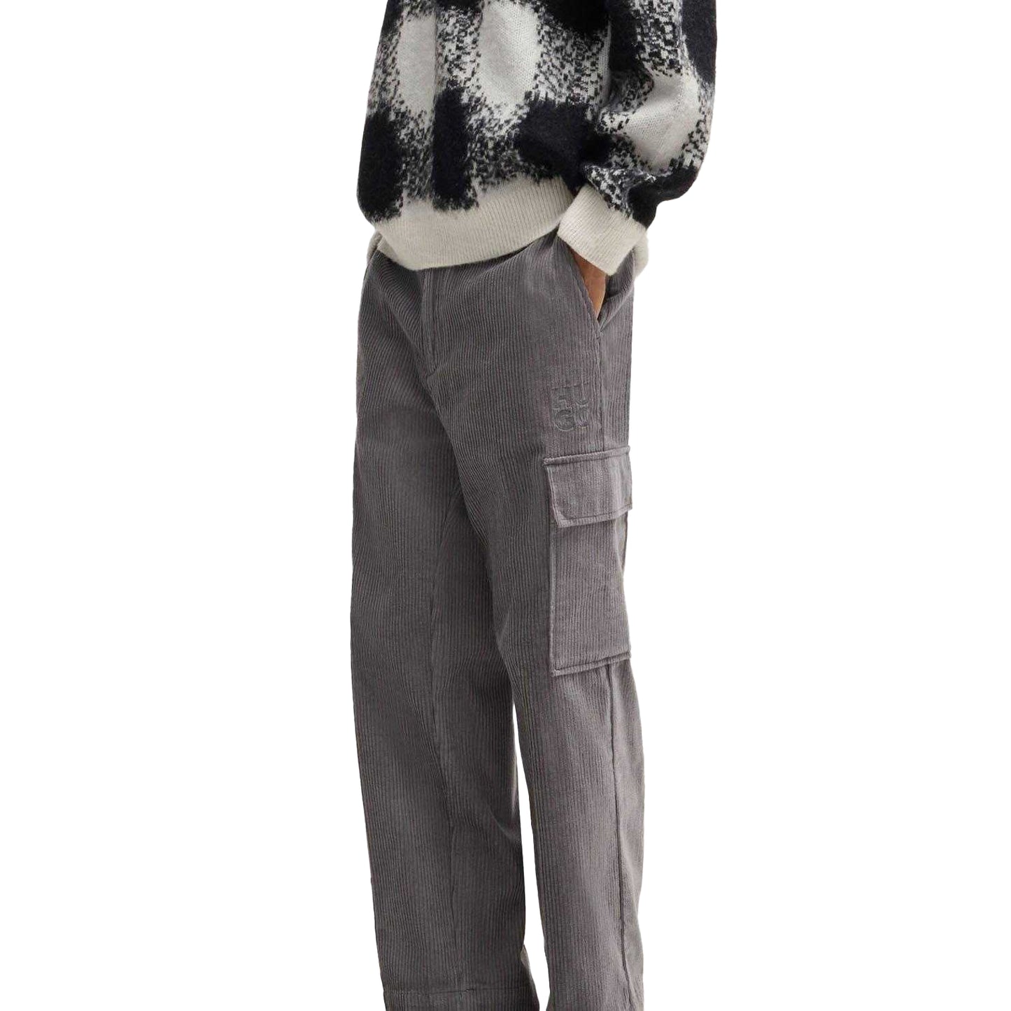 Grey - Side - Hugo Mens Grady244 Cargo Trousers