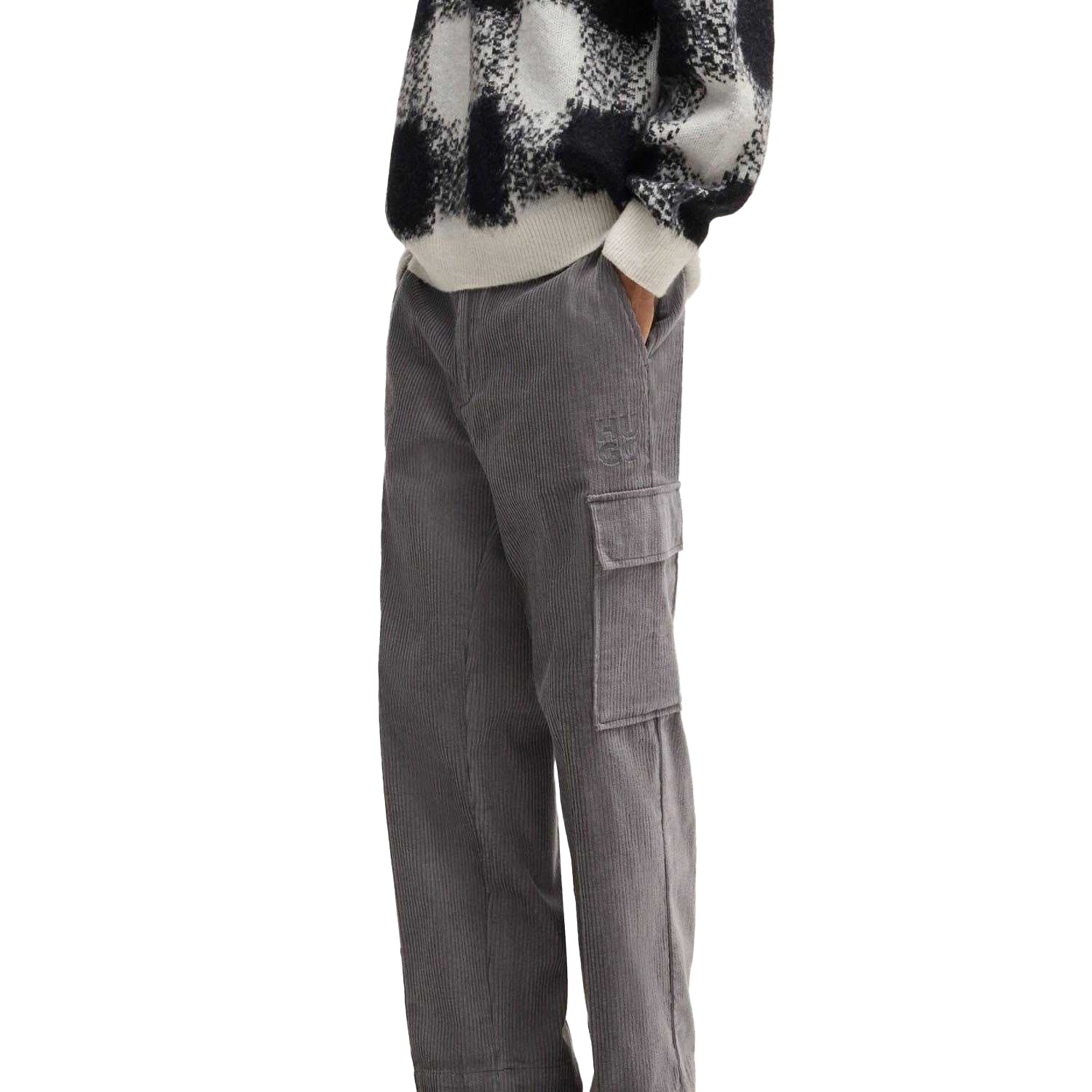 Grey - Side - Hugo Mens Grady244 Cargo Trousers