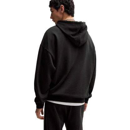 Black - Back - Hugo Mens Noiderhood Logo Stitch Detail Hoodie