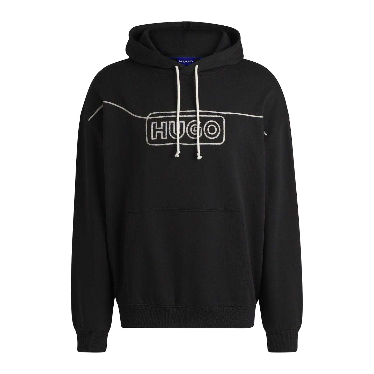 Black - Front - Hugo Mens Noiderhood Logo Stitch Detail Hoodie