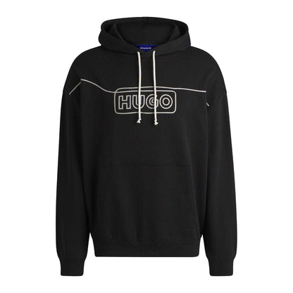 Black - Front - Hugo Mens Noiderhood Logo Stitch Detail Hoodie